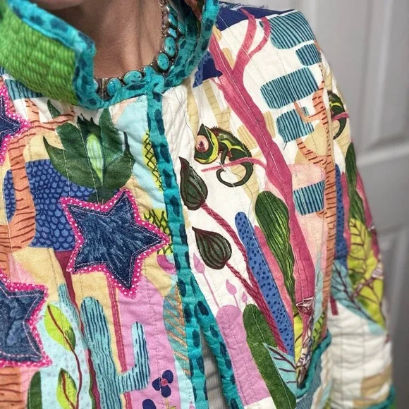 Colorful Quilted Jacket with Unique Print - Picture 9 of 11